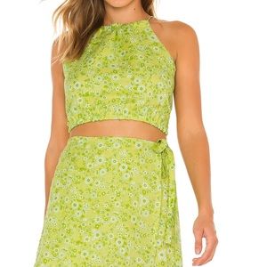 Faithful The Brand Floral Print crop top in green